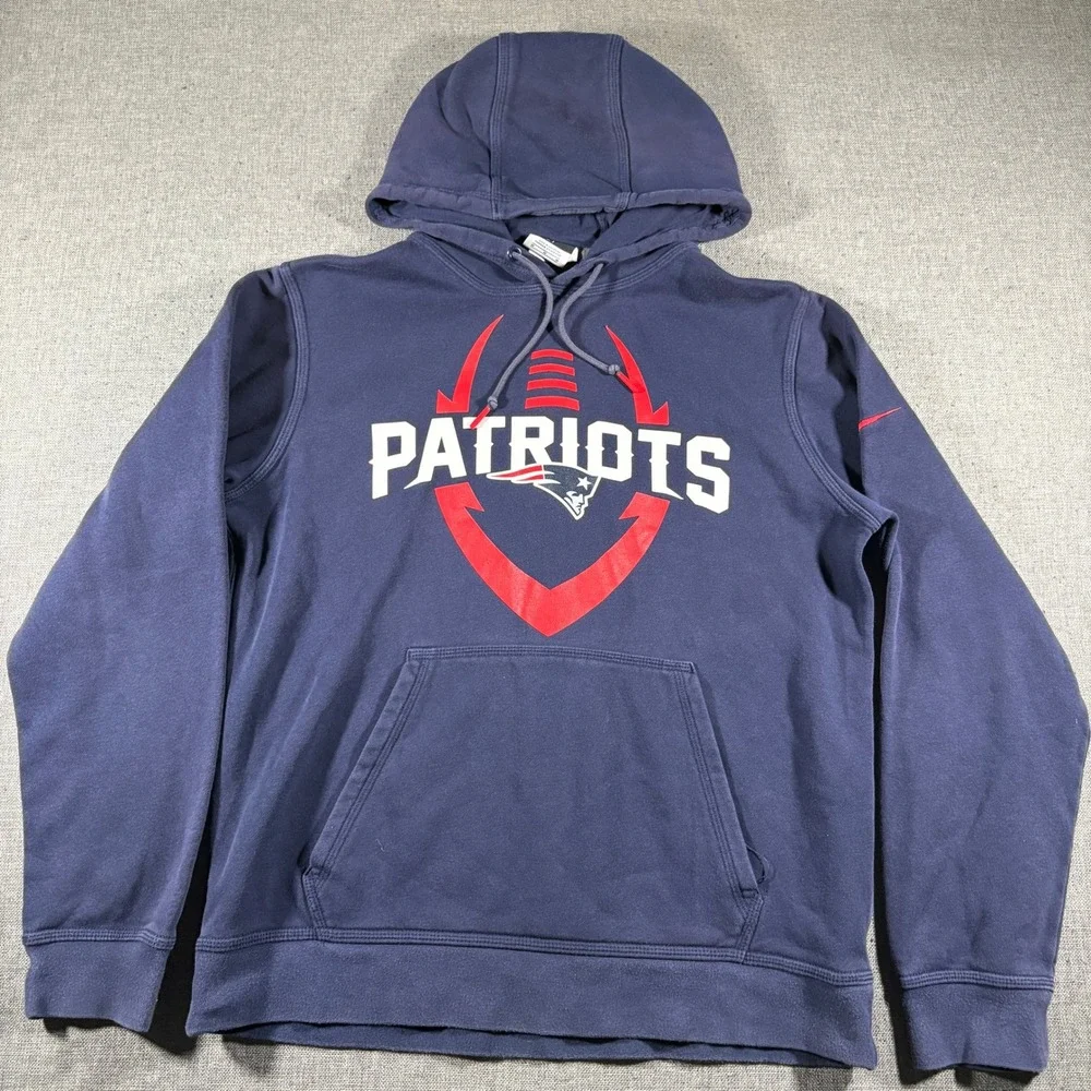 Nike Hoodie Mens Medium Navy Blue New England Patriots NFL Team Apparel Pullover